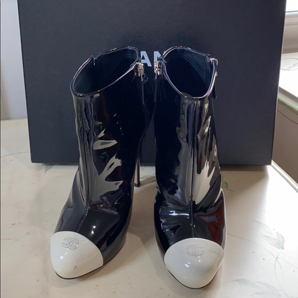 100% Authentic Chanel patent  leather booties
